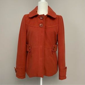 Charlotte Russe Burnt Orange Faux Wool Hooded Winter Jacket Size M
